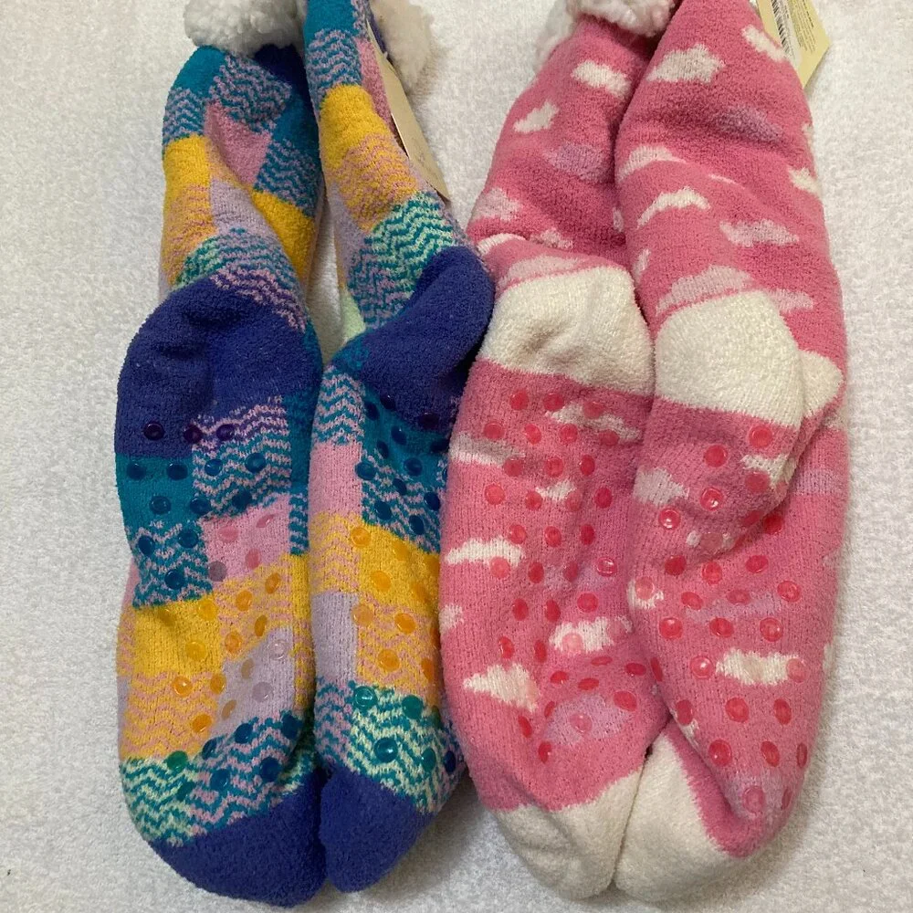 Brand New Ivory Ella Sherpa Lined Fuzzy Quarter Socks - 2 Pairs